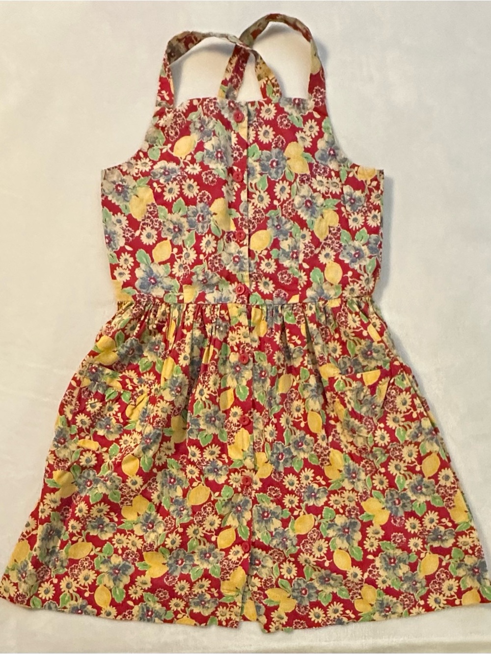 Girls' Polo Ralph Lauren Red Floral Lemon Print Sundress